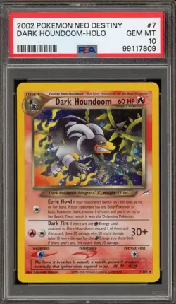 Pokemon Dark Houndoom Neo Destiny Unlimited Holo Rare #7 PSA 10 Gem Mint - Image 1