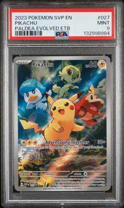 2023 Pokemon Svp En-Sv Black Star Promo #027 Pikachu Paldea Evolved Etb PSA 9 - Image 1