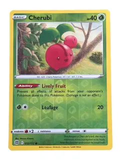 New: 2022 Pokemon TCG Cherubi 012 Swsh09: Brilliant Stars Reverse Holo Common - Image 1