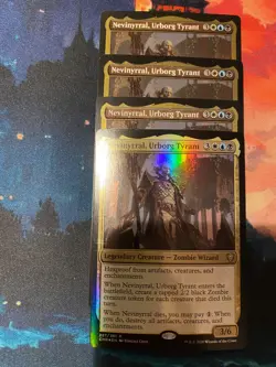 MTG Commander Legends Nevinyrral Urborg Tyrant Foil x 4, Three Etched - Image 1