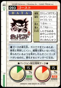 Haunter #093 Green 1996 JPN Bandai Carddass Vending Pokemon [PL] (1) - Image 2