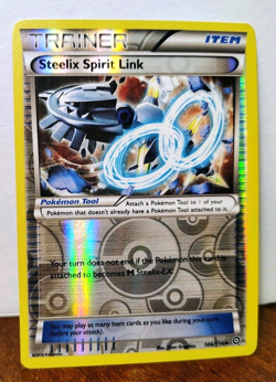 POKEMON STEELIX SPIRIT LINK 106/114 REVERSE HOLO TRAINER STEAM SIEGE LP - Image 1