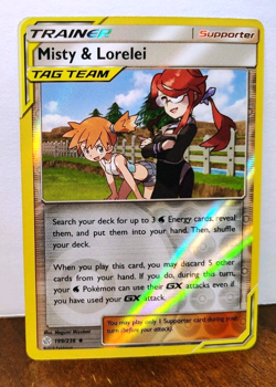POKEMON MISTY & LORELEI 199/236 REVERSE HOLO COSMIC ECLIPSE TAG TEAM LP - Image 1