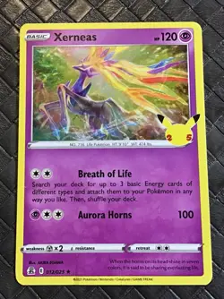 POKEMON CARD XERNEAS 012/025 Holo Rare Pokemon Celebrations 25th Anniversary - Image 1