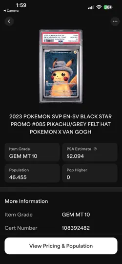 2023 Pokemon Pikachu with Grey Felt Hat SVP Black Star Promo #085 PSA 10 - Image 4