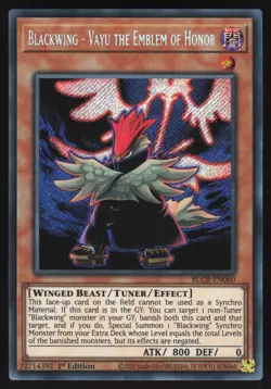 Blackwing - Vayu the Emblem of Honor - BLCR-EN060 - Secret Rare - Yugioh - Image 1