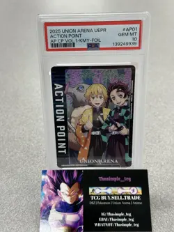 PSA 10 2025 Union Arena Demon Slayer Action Point UEPR/KMY-AP01 - Image 1