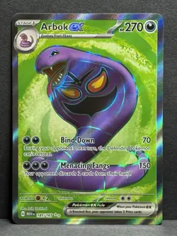 Pokemon TCG Scarlet & Violet Arbok EX Holo Ultra Rare Card 185/165 NM - Image 1