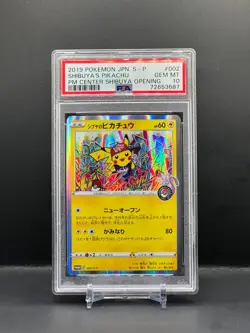 PSA 10 GEM MINT - Shibuya's Pikachu 002/S-P Pokemon Center Promo Card 2019 Japan - Image 1