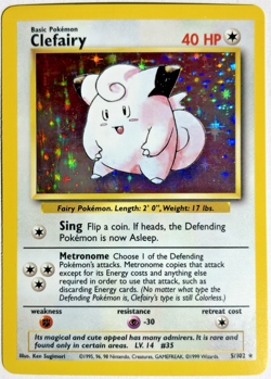 Pokemon TCG Clefairy Rare Holo Card #5/102 Base Set - Image 1