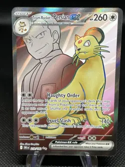 Pokemon TCG Destined Rivals Team Rocket's Persian Ex 219/182 Ultra Rare Full Art - Image 1