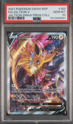 2022 POKEMON SWSH BLACK STAR PROMO #183 FULL ART/JOLTEON V PSA 10 - Image 1