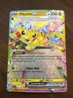 Pokemon Pikachu ex 057/191 Sv08: Surging Sparks Double Rare Holo - Image 1