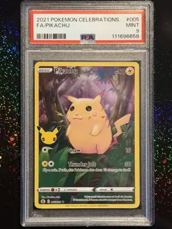 Pokemon Pikachu Holo Full Art Rare Card 005/025 2021 Celebrations PSA 9 Mint - Image 1