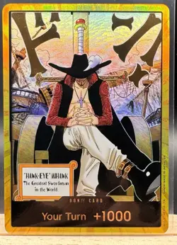 DON!! Card Dracule Mihawk Gold The Azure Sea's Seven Foil One Piece English NM - Image 1