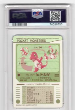 Pokemon Hitokage Charmander 1997 Sealdass Prism PSA 6 EX-MT Japanese Carddass - Image 2