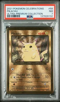 2021 POKEMON CELEBRATIONS ULTRA-PREM COLL #58 PIKACHU PSA 7 - Image 1