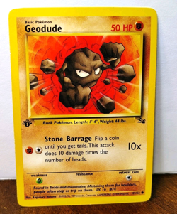 POKEMON GEODUDE 47/62 1ST EDITION FOSSIL MP-LP - Image 1