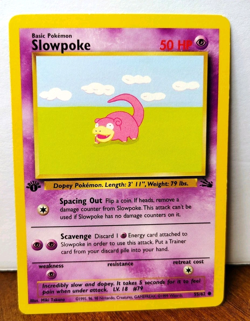 POKEMON SLOWPOKE 55/62 1ST EDITION FOSSIL MP-LP - Image 1
