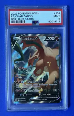 2022 Pokemon Swsh FA/Charizard V Brilliant Stars #154 PSA 9 MINT - Image 1