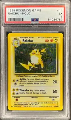 PSA 5 - RAICHU HOLO - 14/102 GAME POKEMON - Image 1