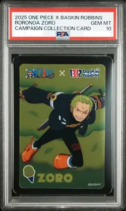 PSA 10 Roronoa Zoro One Piece x Baskin Robbins Collection Promo Card 2025 GEM MT - Image 1