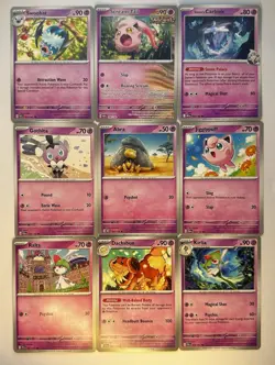 ¢35 Cute Pink Pokemon TCG Psychic and Fairy Type Lot 9 Cards - Image 1