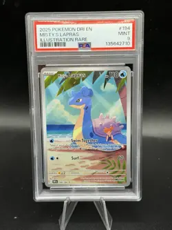2025 POKEMON DRI EN-DESTINED RIVALS ILLUSTRATION RARE #194 MISTY'S LAPRAS PSA 9 - Image 1
