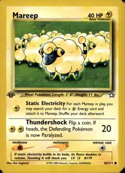 Mareep 1st Ed 65/111 Common WOTC Neo Genesis Pokemon - Image 1