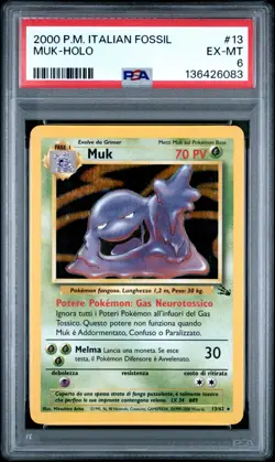 Pokemon 2000 Italian Muk Fossil 13/62 Holo PSA 6 Excellent-Mint - Image 1