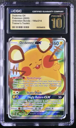 2020 Pokemon Unbroken Bonds #195a/214 Dedenne Gx Trainer Toolkit CGC 10 PRISTINE - Image 1