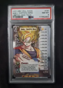 Dragonball Z Score Goku Earth's Hero #191 High-Tech Limited Cell Saga 2001 PSA 8 - Image 1