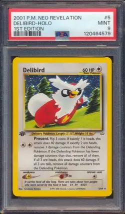 2001 POKEMON NEO REVELATION DELIBIRD HOLO #5 1ST EDITION PSA 9! - Image 1