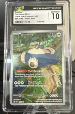 Pokemon Snorlax Full Art Promo Black Star SVP051 CGC Gem Mint 10 - Image 1