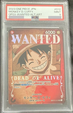 PSA 9 Monkey D. Luffy ST01-012 Alt Art WANTED OP03 ONE PIECE Card Japanese - Image 1
