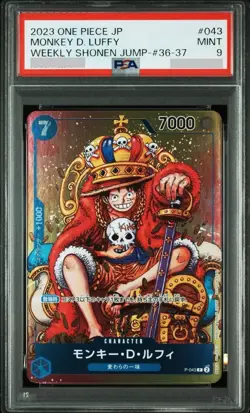 PSA 9 Monkey D. Luffy P-043 Weekly Shonen Jump Promo One Piece Card Japanese - Image 1