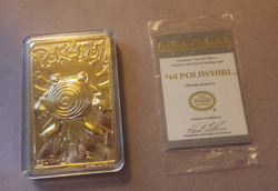 Poliwhirl 23k Gold Plated Trading Card With COA Pokemon Burger King 1999 - Image 1