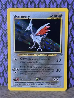 Pokemon TCG Skarmory 13/111 Neo Genesis Holo Rare Unlimited English 2000 Vintage - Image 1