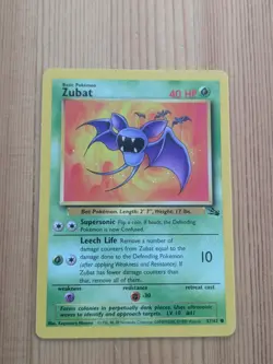 (3) Zubat 57/62 - Fossil - Unlimited - Common - VINTAGE WOTC POKEMON CARD - LP - Image 3