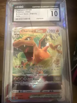 CGC 10 Charizard VSTAR 018/172 Gem Mint Brilliant Stars Holo Rare Pokemon Card - Image 1