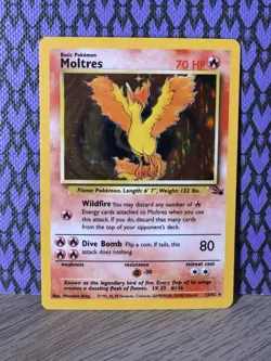 Pokemon TCG Moltres 12/62 Fossil Holo Rare Basic Unlimited English 1999 - Image 1