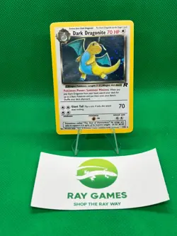 Pokemon TCG Dark Dragonite 5/82 Team Rocket Holo Unlimited Lightly Played Swirl - Image 1