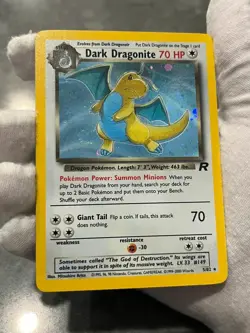 Pokemon TCG Dark Dragonite 5/82 Team Rocket Holo Unlimited Lightly Played Swirl - Image 3