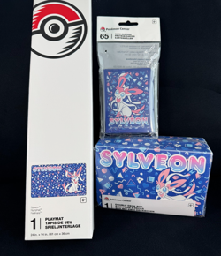 Pokemon Center Sylveon Playmat + 65 Card Sleeves + Double Deck Box NEW SEALED - Image 1