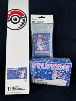 Pokemon Center Sylveon Playmat + 65 Card Sleeves + Double Deck Box NEW SEALED - Image 2