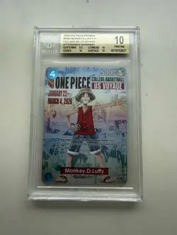 BGS 10 PRISTINE One Piece Card Monkey.D.Luffy US College Basketball Voyage Promo - Image 1