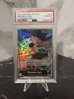 2025 One Piece OP12 Roronoa Zoro Alternate Art PSA 10 GEM MINT #020 - Image 1