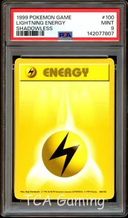 PSA 9 MINT Lightning Energy 100/102 SHADOWLESS Base Set Pokemon Card 807 - Image 1