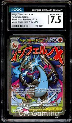 CGC 7.5 NM+ Mega Charizard X Ex MEP 023 Black Star PROMO MEP023 Pokemon Card 011 - Image 1