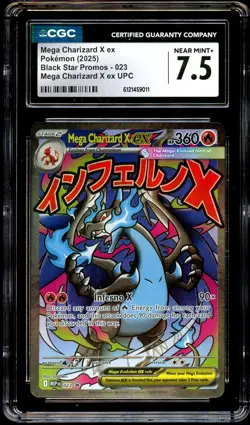 CGC 7.5 NM+ Mega Charizard X Ex MEP 023 Black Star PROMO MEP023 Pokemon Card 011 - Image 2